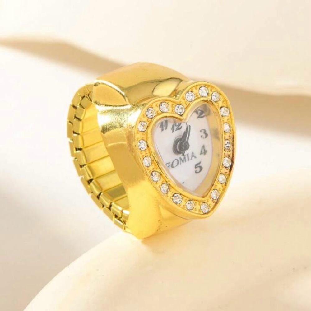 Beautiful Gold Heart Women's Ring Watch